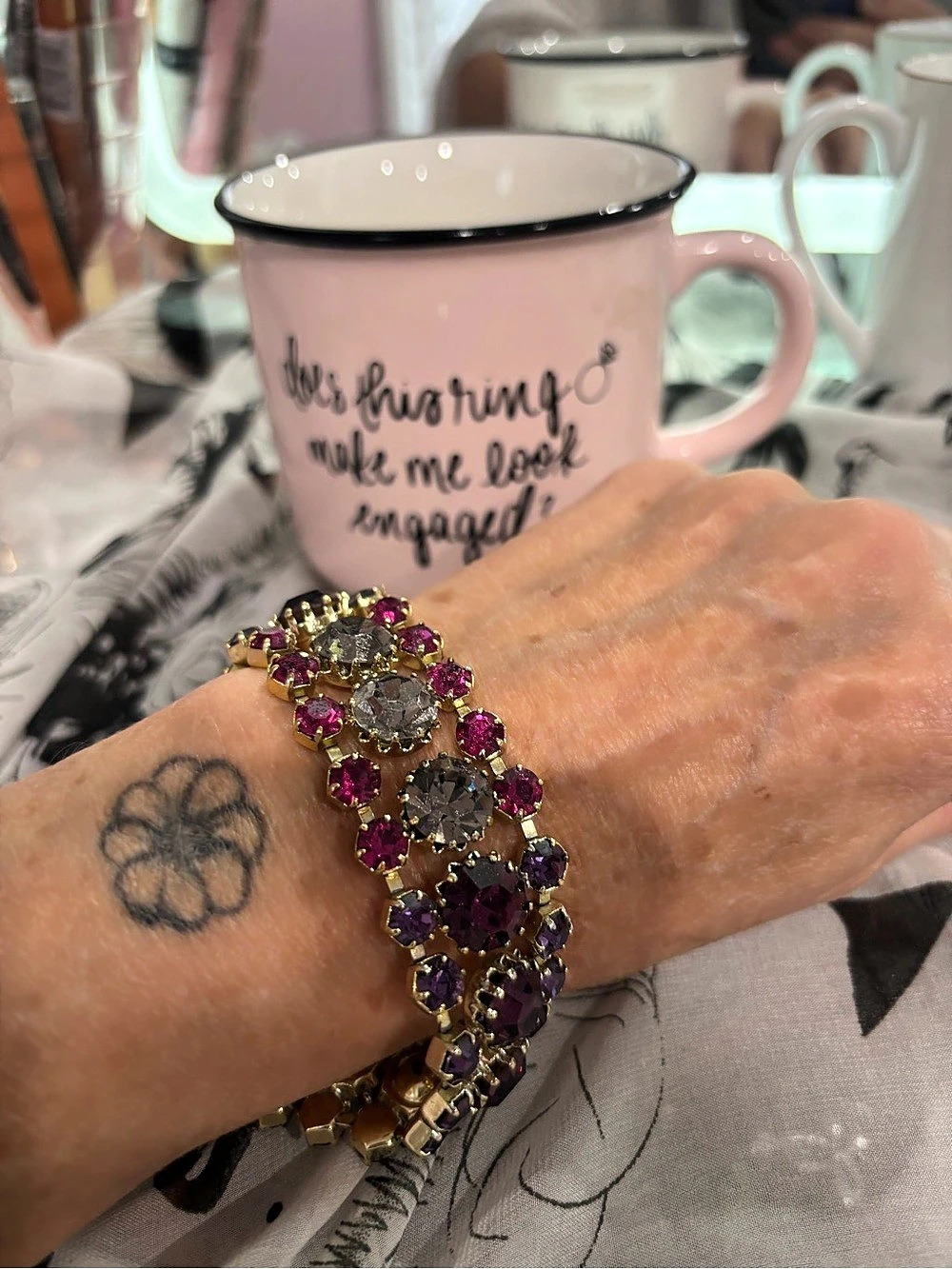 Jeweled Statement Bracelet in Gold & Purple